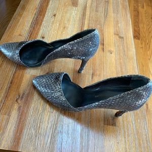 Rebecca Minkoff Brie Leather D’Orsay Snakeskin Grey Pumps. Women’s Size 7
